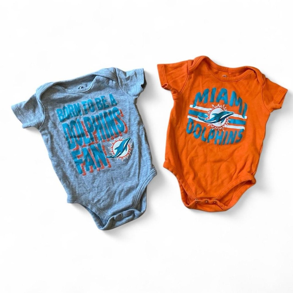 NFL Miami Dolphins Baby Onesie Bundle – Size 6–9M